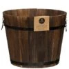 Large Burntwood Barrel Planter -B and M Store 296999 large burntwood barrel planter