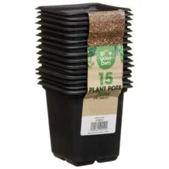 B&M Black Plant Pots 15pk -B and M Store 319024 grow your own 15 plant pots 7cm1