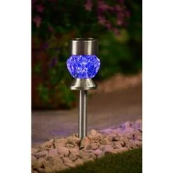 Crystal Top Glass Solar Post Light 4pk -B and M Store 341965 4pk crystal top post light blue solar1