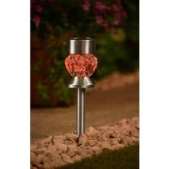 Crystal Top Glass Solar Post Light 4pk -B and M Store 341965 4pk crystal top post light red solar1