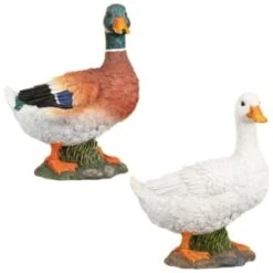B&M Resin Duck Garden Ornament - White -B and M Store 342055 resin duck ornament group