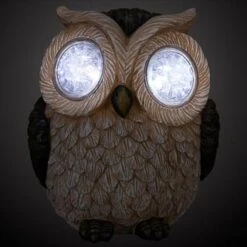 B&M Solar Resin Owl With Crystal Eyes - Brown -B and M Store 342059 crystal eyes owl brown copy