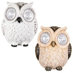 B&M Solar Resin Owl With Crystal Eyes - Brown -B and M Store 342059 crystal eyes owl group