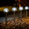Eveready Crackle Ball Stakes 4pk - White -B and M Store 353607 eveready 4pk solar powered crackle ball light