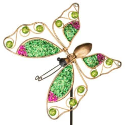 B and M Store -B and M Store 353659 glitter stakes butterfly green 2