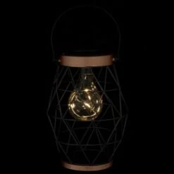 B&M Metal Hexagonal Solar Lantern - Copper -B and M Store 353880 24cm metal hexagonal solar lantern copper trim