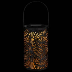 Tropical Cutout Solar Lantern - Black -B and M Store 353884 black tropical cut out lantern 2