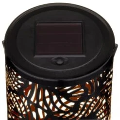 Tropical Cutout Solar Lantern - Black -B and M Store 353884 black tropical cut out lantern 3