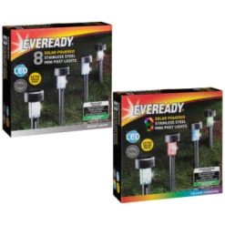 Eveready Mini Solar Lighting Posts 8pk - Colour Changing -B and M Store 366414 366416 8pk eveready soloar powered mini post lights main
