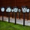 Solar Powered Windsor Black Post Lights - White 8pk -B and M Store 366418 8pk windsor post lights white led