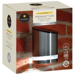 Manhattan Solar Powered Wall Light -B and M Store 366488 masoon and jones manhattan solar powered stainless steel wall light cool white led