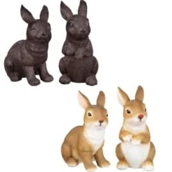 B&M Garden Rabbit Ornaments 2pk - Cast Iron Effect 9 B&M Garden Rabbit Ornaments 2pk - Cast Iron Effect -B and M Store 366608 2pk rabbit garden ornaments main