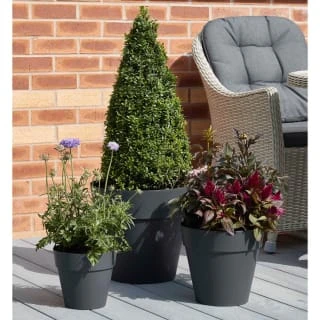 B&M Soho Pot Planter - Charcoal 38cm 5 B&M Soho Pot Planter - Charcoal 38cm - Image 3