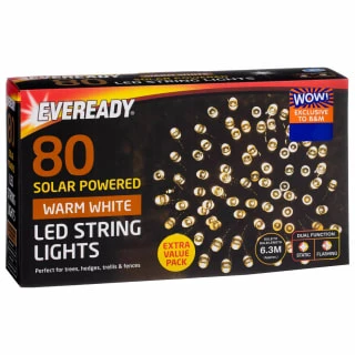 Eveready Solar Powered LED String Lights 80pk - Warm White 4 Eveready Solar Powered LED String Lights 80pk - Warm White - Image 2