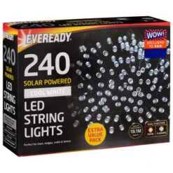 Eveready Solar Powered LED String Lights 240pk - Cool White -B and M Store 379219 eveready 240 soloar powered led string lights