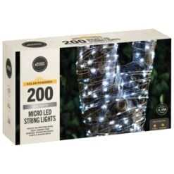 Solar Powered Micro LED Lights 200pk - Cool White -B and M Store 379228 200 solar powered micro led string lights cool white 3
