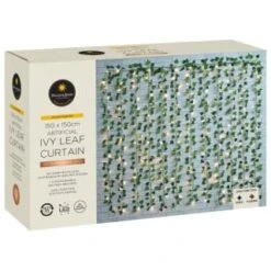 Solar Powered Artificial Ivy Leaf Curtain 150cm -B and M Store 379257 manson and jones 192 ivy leaf curtain led lights warm white