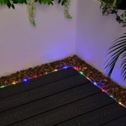Solar Powered 10m Micro LED Rope Light - Multicolour -B and M Store 379269 10m tube string light 100 multi colour leds 3