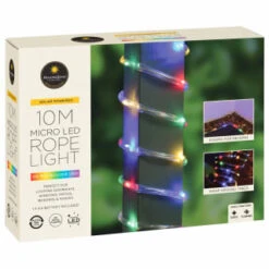 Solar Powered 10m Micro LED Rope Light - Multicolour -B and M Store 379269 mason and jones 10m micro led rope lights multicolour 4