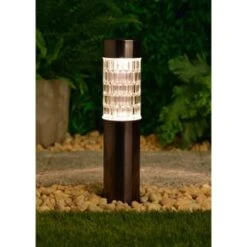 B&M Glass Top Solar Post Light -B and M Store 379310 glass top solar post light black nickle 3