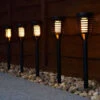 Morocco Solar Powered Post Lights - Flame Effect 5pk -B and M Store 379318 morocco 5pk solar powered post lights flame effect