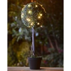 Solar Powered Topiary Tree - White LED 70cm