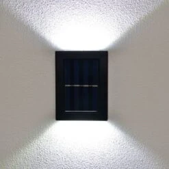 Solar Powered Up/Down Wall Light - White LED 4pk -B and M Store 379453 4pk solar powered up down wall light cool white leds 3