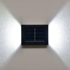 Solar Powered Up/Down Wall Light - White LED 4pk -B and M Store 379453 4pk solar powered up down wall light cool white leds 4