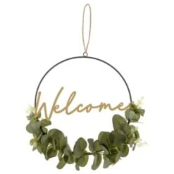 B&M Botanical Garden Hanging Hoop With Slogan -B and M Store 379615 botanical garden metal hoop with gold wording and leaves welcome