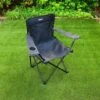 Folding Camping Chair With Cup Holder - Black -B and M Store 379743 rolson folding armchair with cup holder black