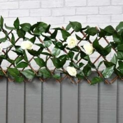 Expanding Artificial Rose & Leaf Trellis 180 X 30cm 6 Expanding Artificial Rose & Leaf Trellis 180 X 30cm -B and M Store 379970 expanding leaf trellis with roses 180x30cm 3