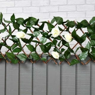 Expanding Artificial Rose & Leaf Trellis 180 X 30cm 4 Expanding Artificial Rose & Leaf Trellis 180 X 30cm - Image 2