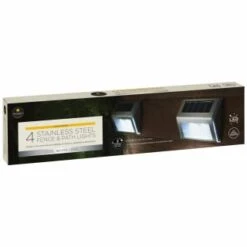 Solar Powered Stainless Steel Fence Lights 4pk -B and M Store 382952 4pk mason and jones stainless steel fence and path lights 2