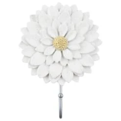 B&M Flower Wall Hook - Cream -B and M Store 392759 flower wall hook white 2