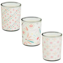 B&M Boho Garden Mini Printed Candles 3pk