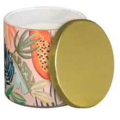 B&M Printed Candle With Gold Lid