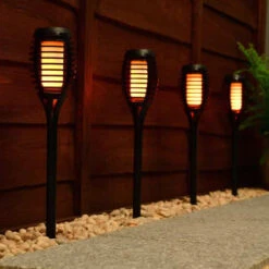 Morocco Solar Powered Flame Effect Post Lights 4pk