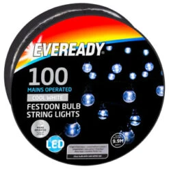 Eveready Mains Powered LED Festoon Bulb String Lights 100pk - Cool White 9 Eveready Mains Powered LED Festoon Bulb String Lights 100pk - Cool White -B and M Store 392911 eveready 100 mains operated festoon bulb string lights1