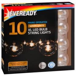 Eveready Mains Powered XL LED Bulb String Lights 10pk - Warm White -B and M Store 392917 eveready 10 mains operated warm white xl led bulb string lights21