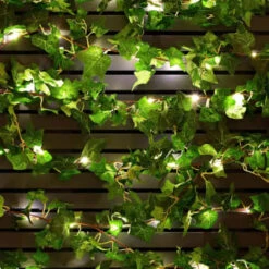 Solar Powered Artificial Ivy Garland 5m -B and M Store 392926 5m ivy garland with 60 warm white solar leds 21