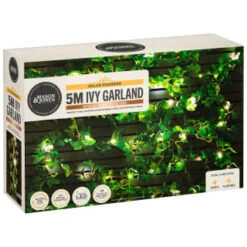 Solar Powered Artificial Ivy Garland 5m -B and M Store 392926 5m ivy garland with 60 warm white solar leds 4