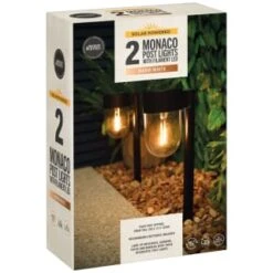 Monaco Solar Powered Post Lights 2pk -B and M Store 392976 monaco solar powered post lights 3