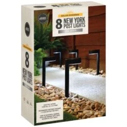 Solar Powered New York Post Lights 8pk -B and M Store 392977 solar powered new york post lights 8pk 3