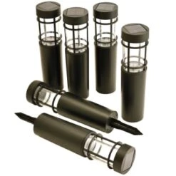 Cambridge Solar Powered Tube Post Lights 6pk -B and M Store 392998 6pk cambridge solar powered tube post lights 2