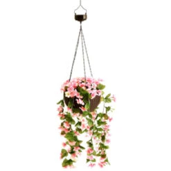 Solar Powered Artificial Floral Hanging Basket -B and M Store 393030 solar powered artificial floral hanging basket 3