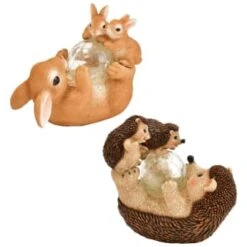 B&M Resin Rabbit Family With Solar Light -B and M Store 393078 resin family with solar light hedgehog