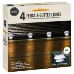 Solar Powered Fence & Gutter Lights - White 4pk -B and M Store 393086 4pk solar powered fence and gutter lights white 3