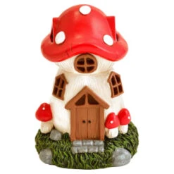 B&M Assorted Mushroom House Ornament With Glowing Solar Light -B and M Store 393429 mushroom house ornament with glowing solar light 3