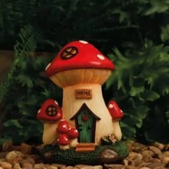 B&M Assorted Mushroom House Ornament With Glowing Solar Light -B and M Store 393429 mushroom house ornament with glowing solar light 4