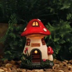 B&M Assorted Mushroom House Ornament With Glowing Solar Light -B and M Store 393429 mushroom house ornament with glowing solar light 6